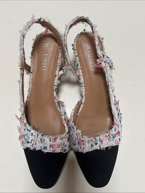 Multicolor Tweed Slingback Flats - Black Toe